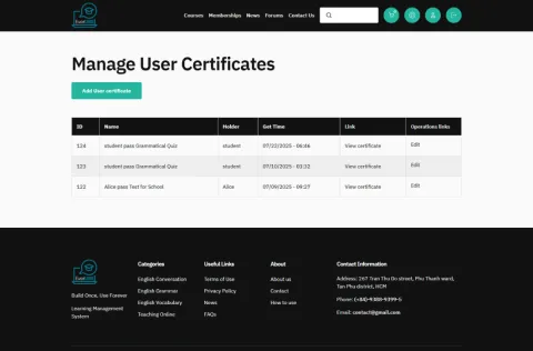 Manage User Certificates